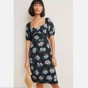 Anthropologie Scarletta Sweetheart Puff Sleeve Floral Dress - US 10